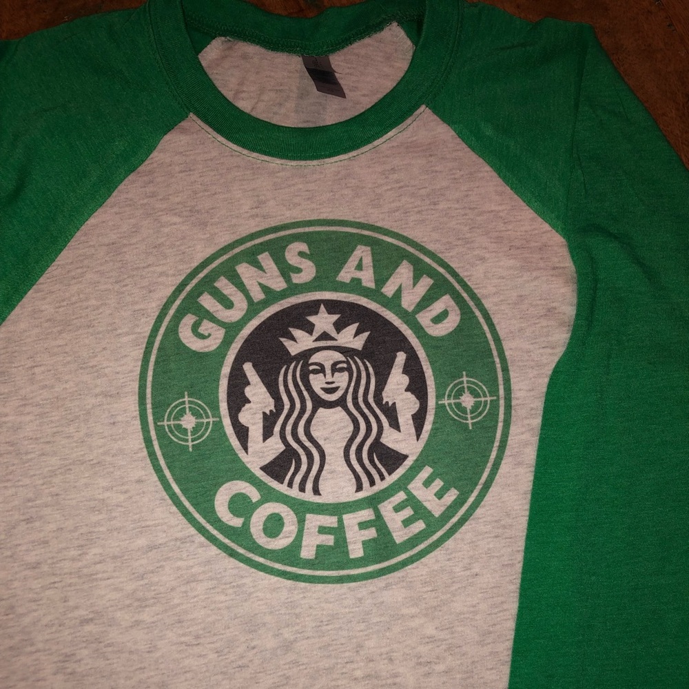 Guns and Coffee Baseball T shirt